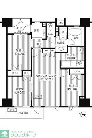 コスモ下高井戸ステーションアベニュー(3LDK/14階)の間取り写真