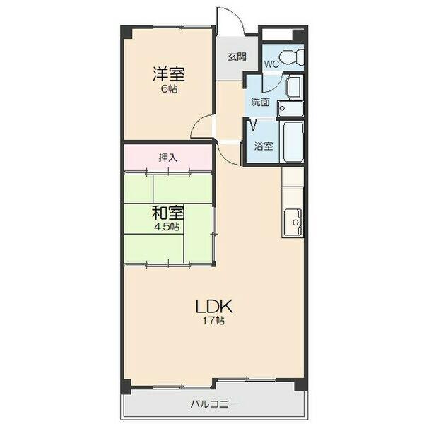 ハイツ太陽 B棟(2LDK/2階)の間取り写真