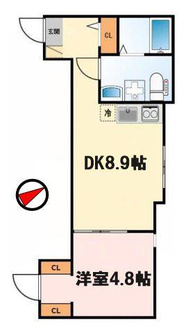 DREAM COURT南蒲田(1DK/2階)の間取り写真
