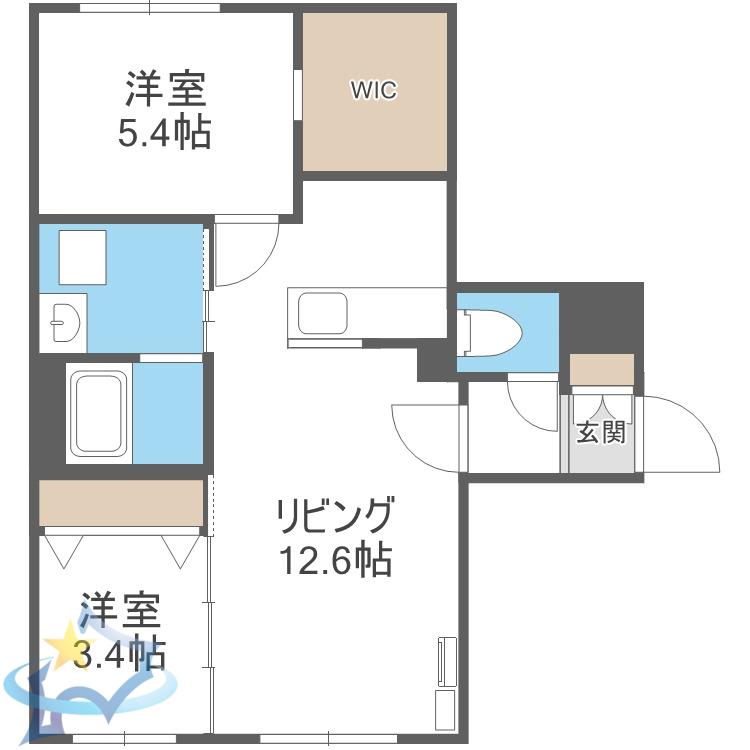 BELL COURT発寒南(2LDK/2階)の間取り写真