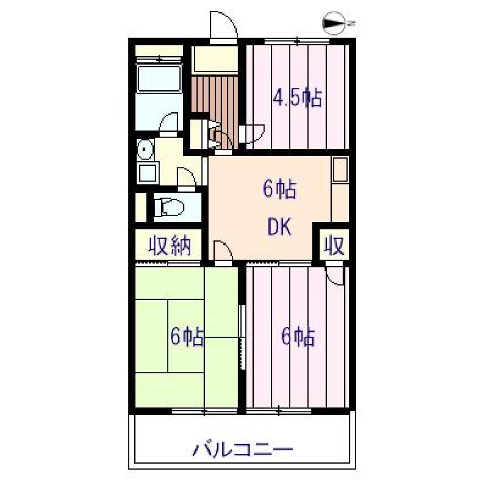 シーサイドグリーンマンション(3DK/1階)の間取り写真