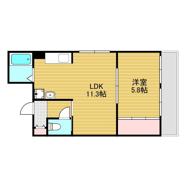 メゾン新大阪(1LDK/2階)の間取り写真