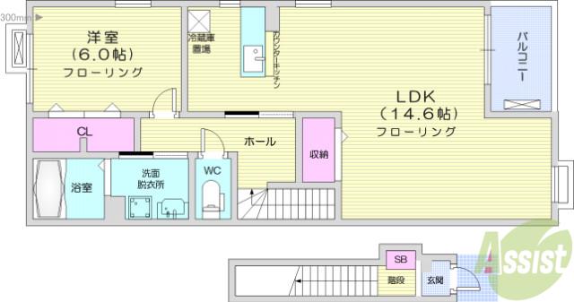 フォートゥン・ゴールド Ⅰ(1LDK/2階)の間取り写真