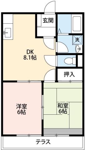 ドエルマルシェA棟(2DK/2階)の間取り写真