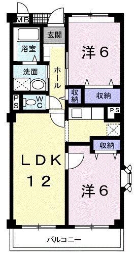 富士シャルマン(2LDK/1階)の間取り写真