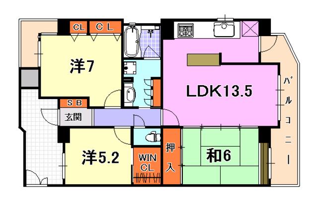 アーバネックス元町通(3LDK/15階)の間取り写真