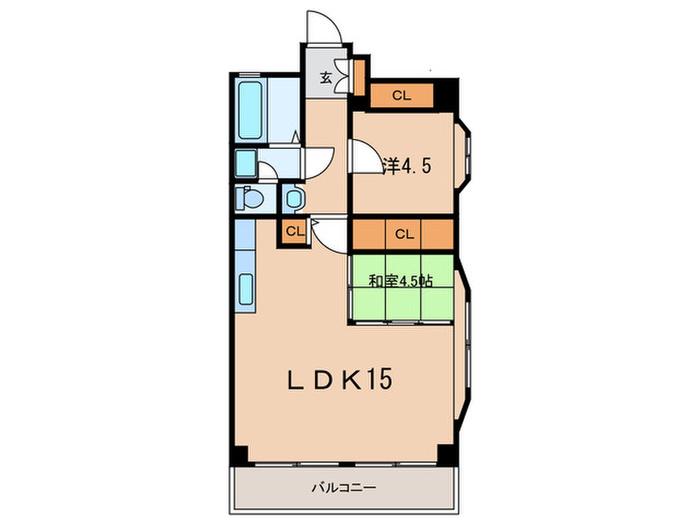 グリーンシティ(2LDK/2階)の間取り写真
