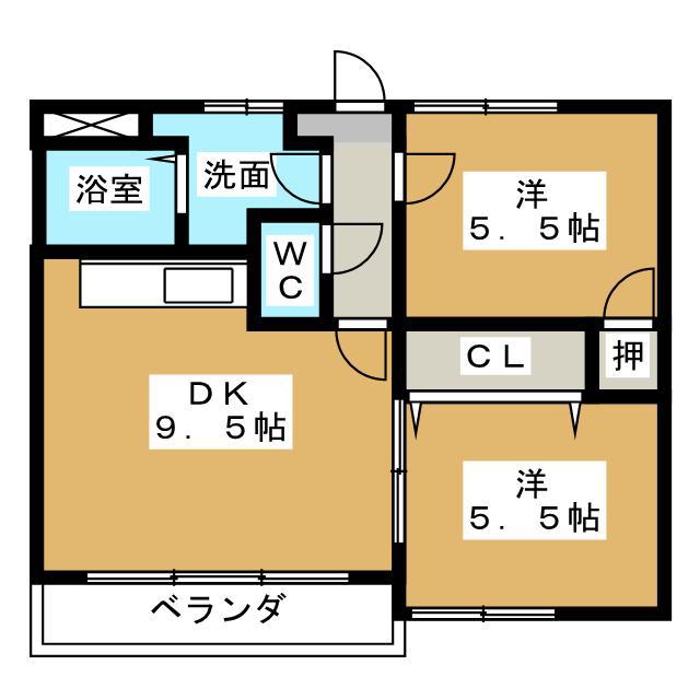 SUNNY SIGHT薫風(2DK/2階)の間取り写真