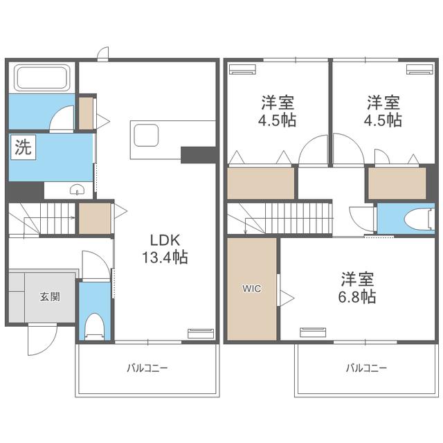 D-ROOMサンライズ B(3LDK/1階)の間取り写真