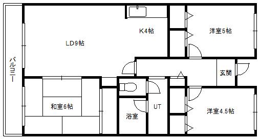 イングス南13条(3LDK/3階)の間取り写真