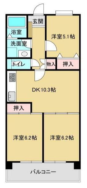 ルーチェ取手(3LDK/1階)の間取り写真
