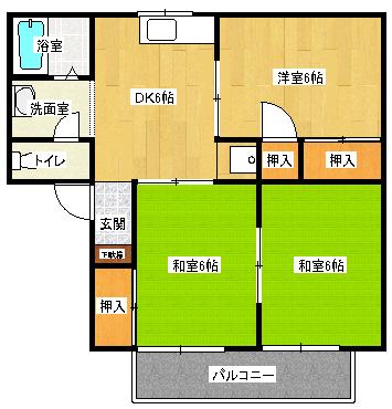 セジュール松栄(3DK/2階)の間取り写真