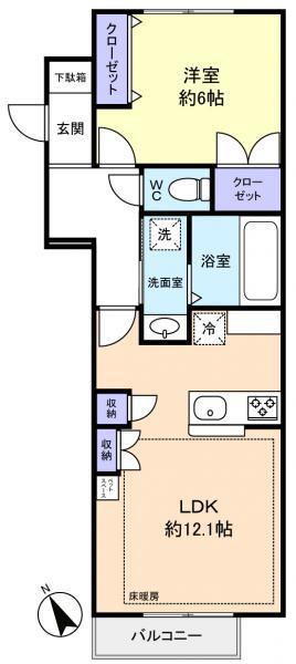 ヘーベルトール津田沼(1LDK/2階)の間取り写真
