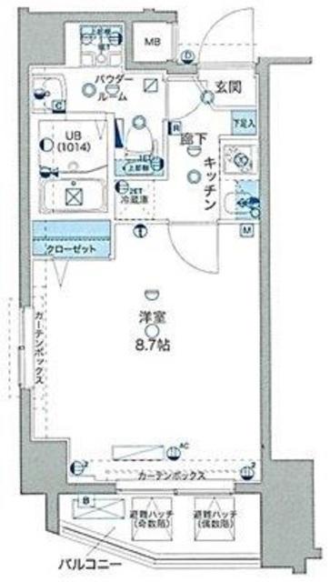 GENOVIA TOKYO ノース GREENVEIL(1K/8階)の間取り写真
