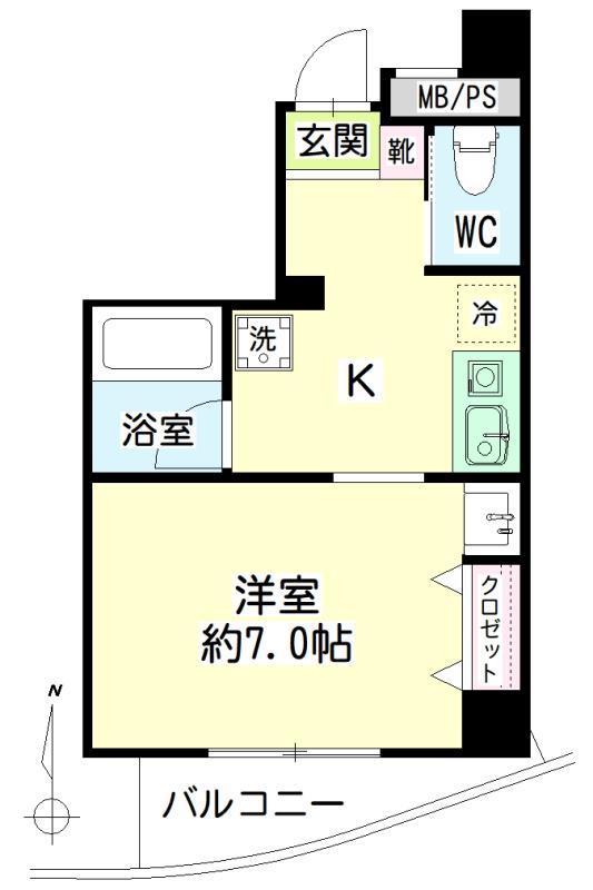 第131新井ビル(1K/6階)の間取り写真