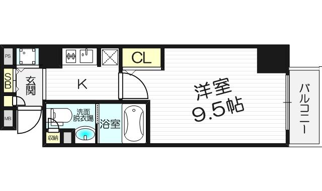 エスライズ北堀江(1K/3階)の間取り写真