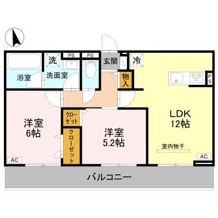 CHARME(2LDK/2階)の間取り写真