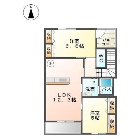 リヴェールイノバル(2LDK/2階)の間取り写真