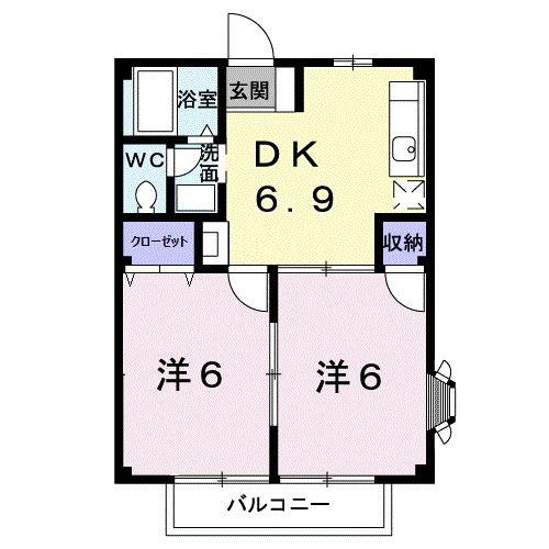 リバーサイド藤和A(2DK/1階)の間取り写真