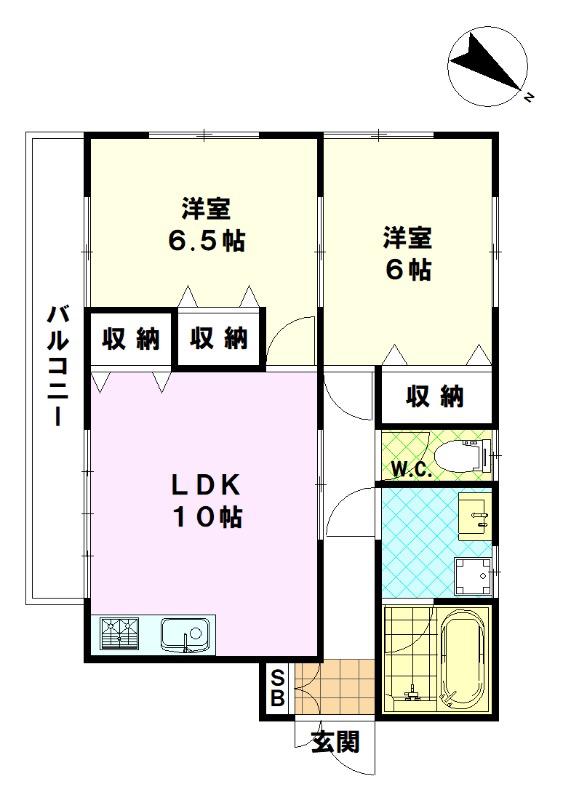 サンライズ(2LDK/2階)の間取り写真