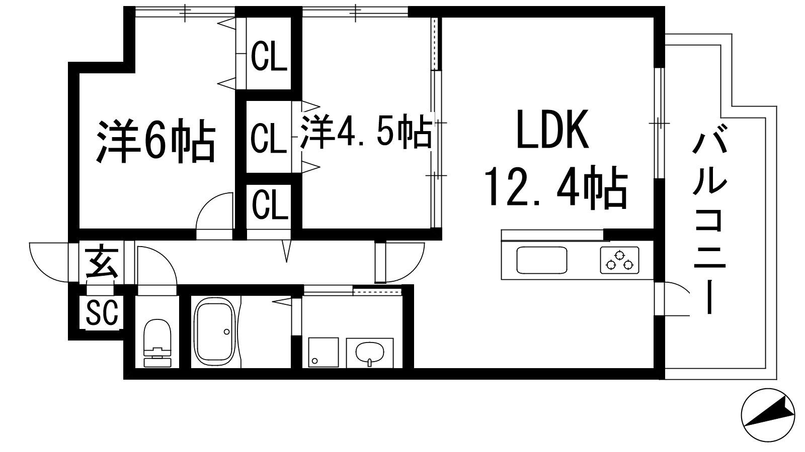 グランデージ池田栄本町(2LDK/7階)の間取り写真