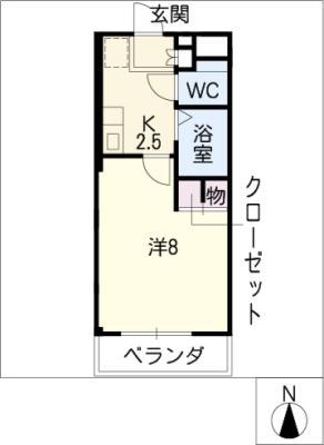リヴェール牧(1K/3階)の間取り写真
