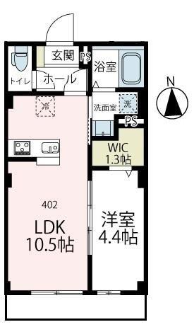 ベアレステ川崎(1LDK/4階)の間取り写真