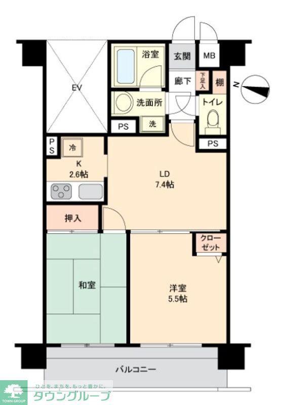 ライオンズガーデン大宮日進(2LDK/5階)の間取り写真