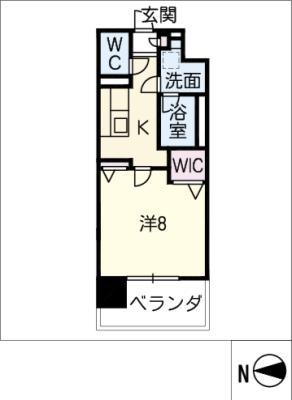 プレミアムコート大須(1K/5階)の間取り写真