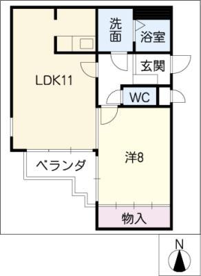 クレール イワタ(1LDK/4階)の間取り写真