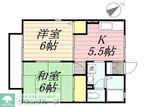 セジュール箕郷B(2DK/1階)の間取り写真