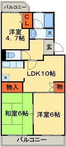 宮野木台ハイツ(3LDK/1階)の間取り写真