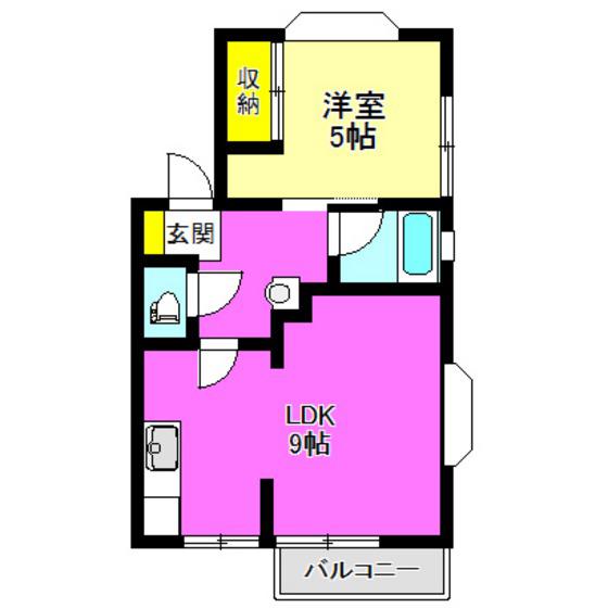 ヴィラWINGI(1LDK/1階)の間取り写真