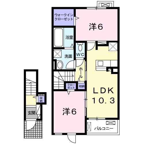 UG-LINE II(2LDK/2階)の間取り写真
