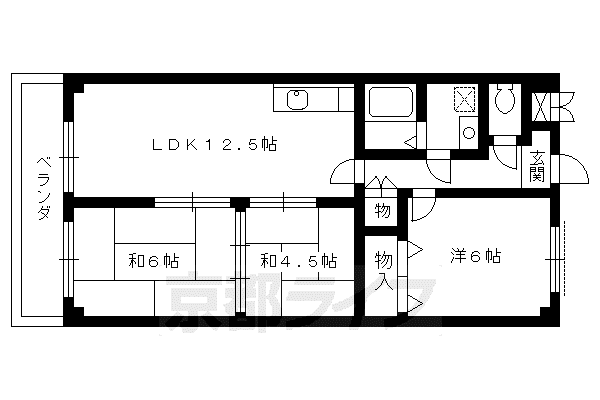URESIDENCE修学院(3LDK/3階)の間取り写真