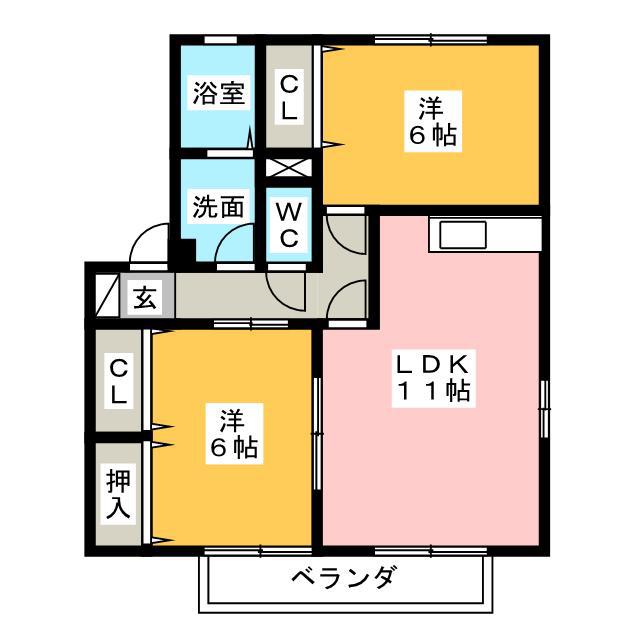 カオン B(2LDK/1階)の間取り写真