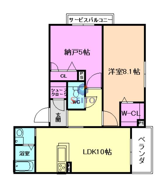 シャーメゾン エスパス ウルー(2LDK/2階)の間取り写真