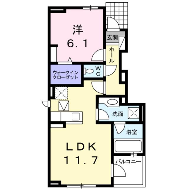 ロイヤルモアC(1LDK/1階)の間取り写真