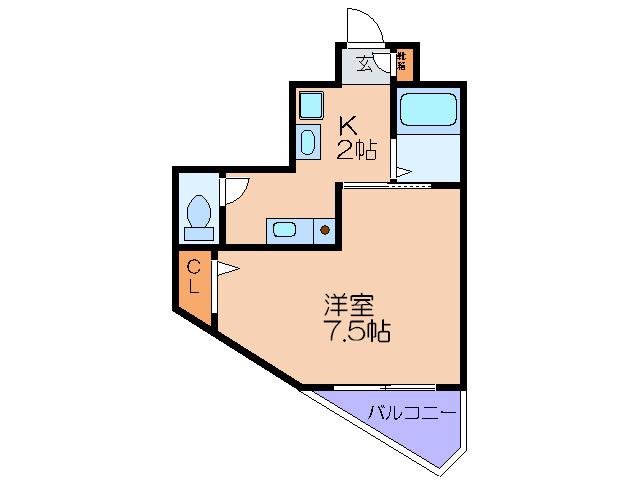 ヌーベル福島(1K/2階)の間取り写真