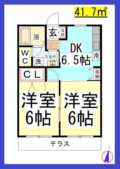 グリーンキャッスルII(2DK/1階)の間取り写真