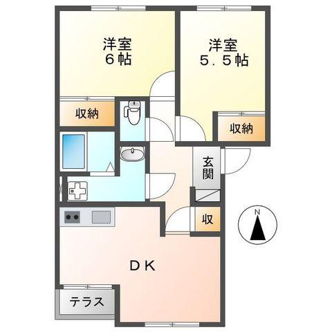 アイリス(2DK/2階)の間取り写真