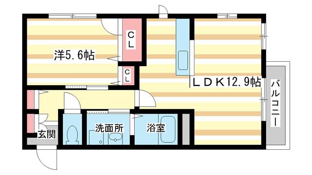 ウッドバレーA(1LDK/1階)の間取り写真