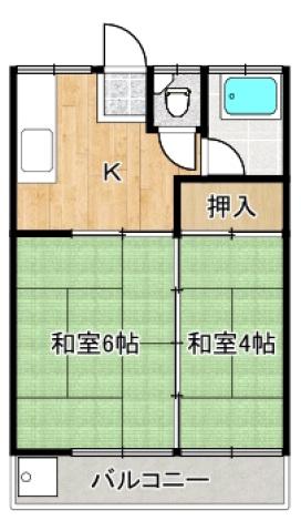 原口ハイツ(2K/2階)の間取り写真