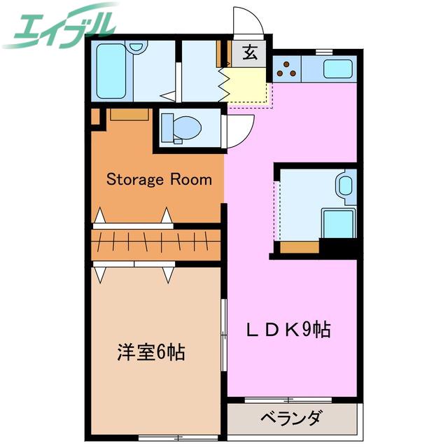 SUN LUMIERE BLD KUNOSHIRO(1LDK/2階)の間取り写真