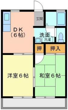 グランドヒルA棟(2DK/2階)の間取り写真