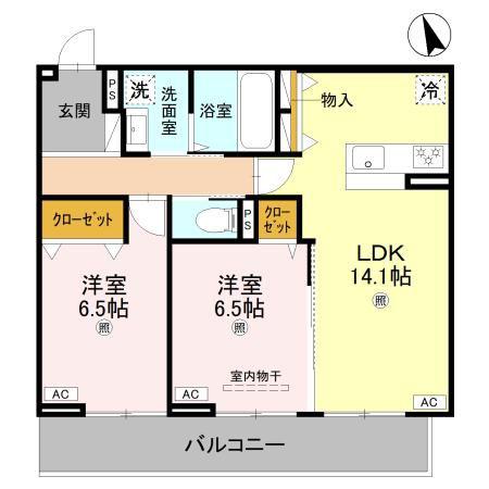 BORD DU LAC SOERI ボーデュラックソエリ(2LDK/3階)の間取り写真
