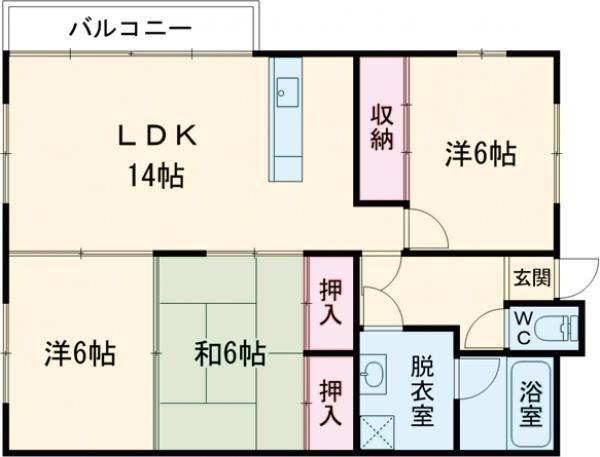 サンシティ早岐(3LDK/1階)の間取り写真