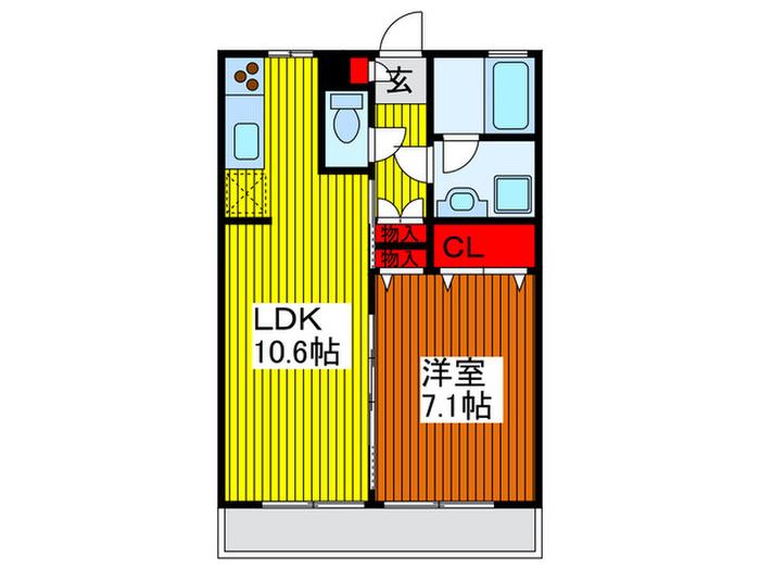 クレール・美鈴(1LDK/2階)の間取り写真