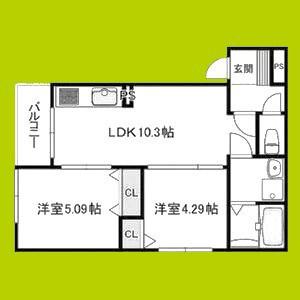 ヴェルメゾン堺北条町(2LDK/2階)の間取り写真