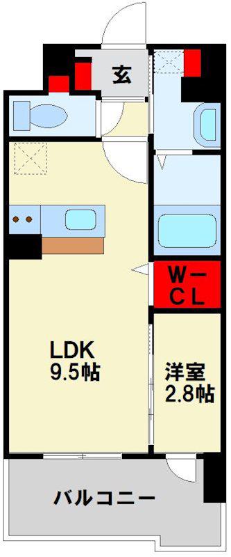 グランヒルズ戸畑(1LDK/8階)の間取り写真